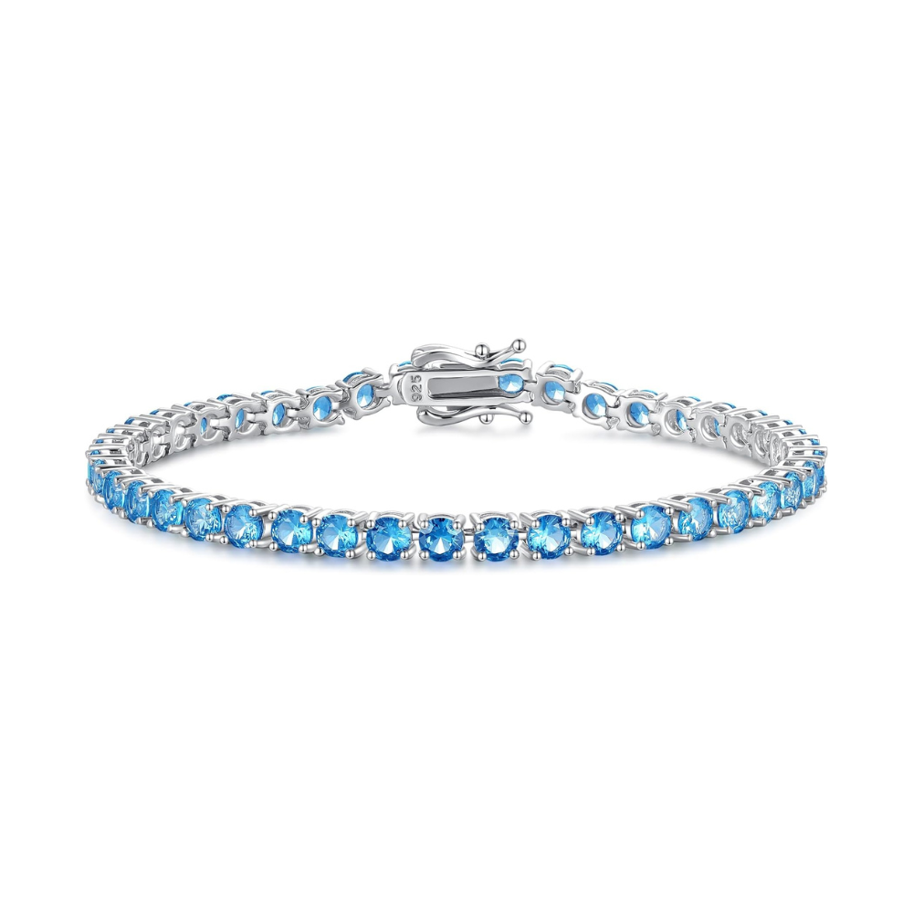 Blue topaz and diamond 2025 tennis bracelet