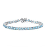 "Blue Bliss" Blue Aquamarine Tennis Sterling Silver Bracelet