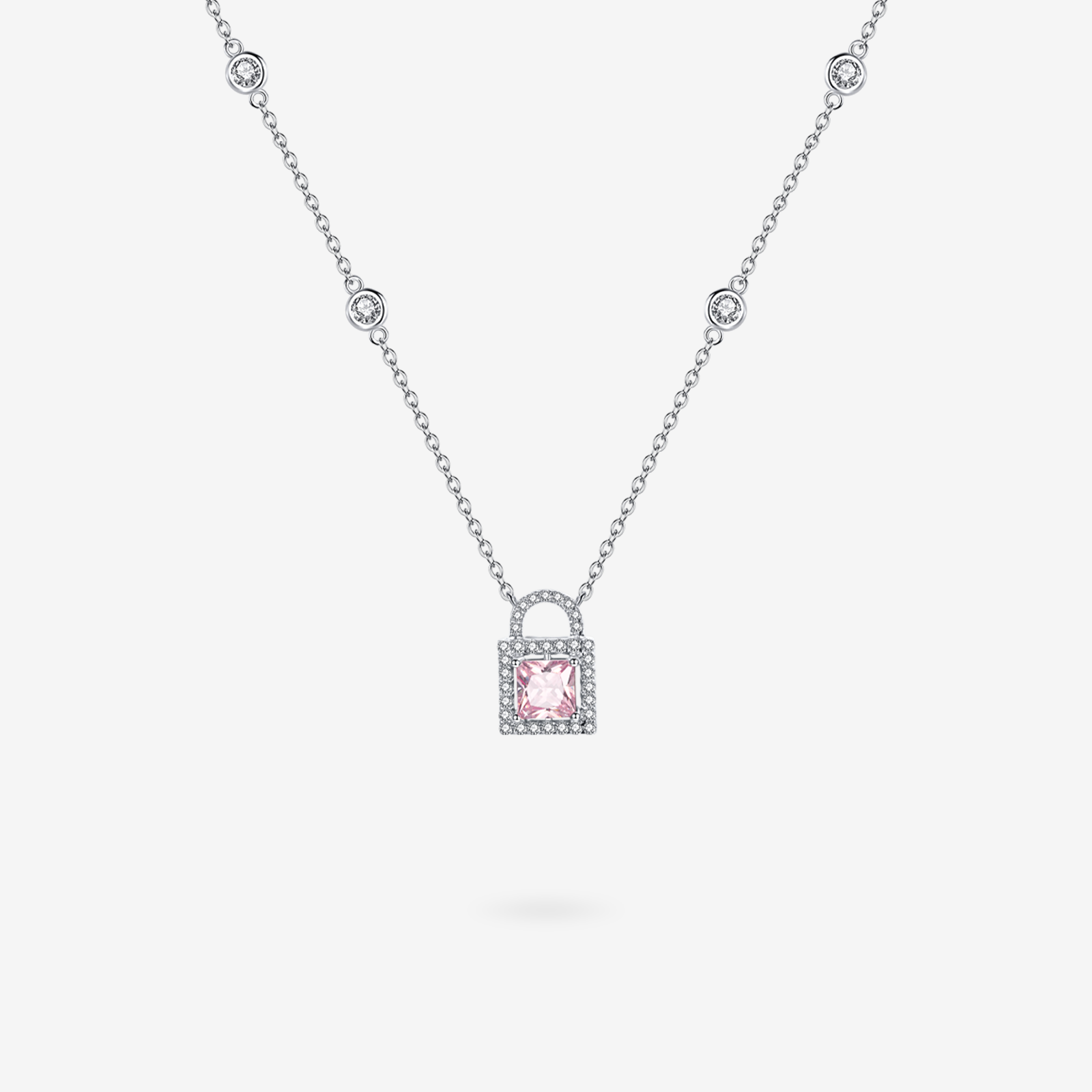 Pink Vow Padlock Sterling Silver Necklace