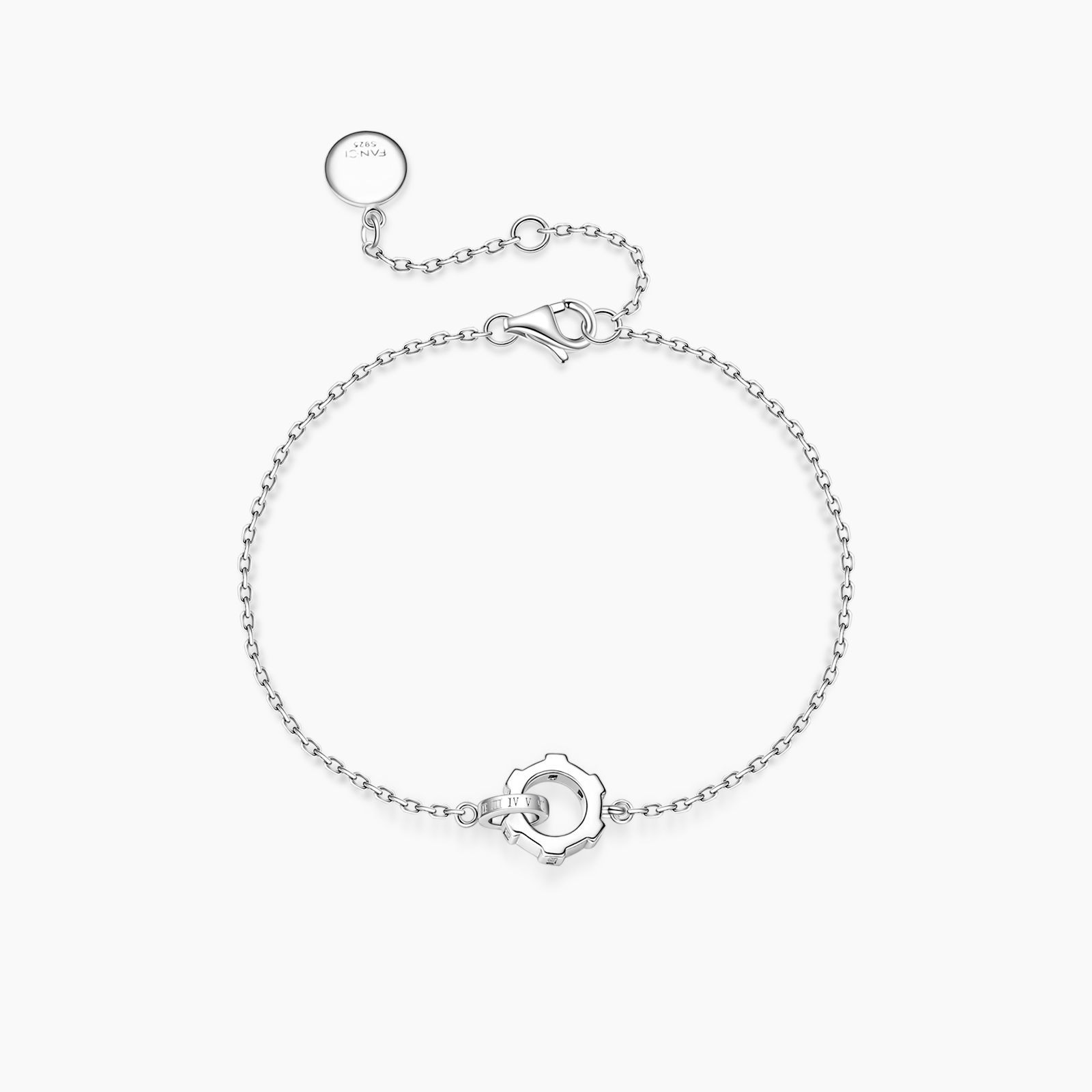 FANCIME "Infinite Time Lock" Couples Promise Sterling Silver Bracelet