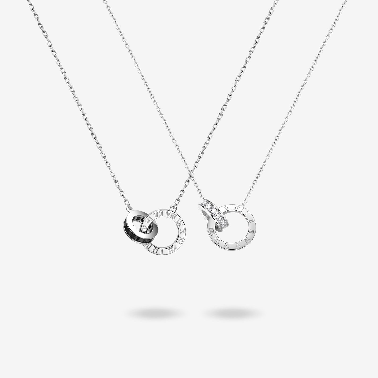 FANCIME Roman Time Interlocking Circle Couples Sterling Silver Neckl fancime-roman-time-interlocking-circle-couples-sterling-silver-neckl