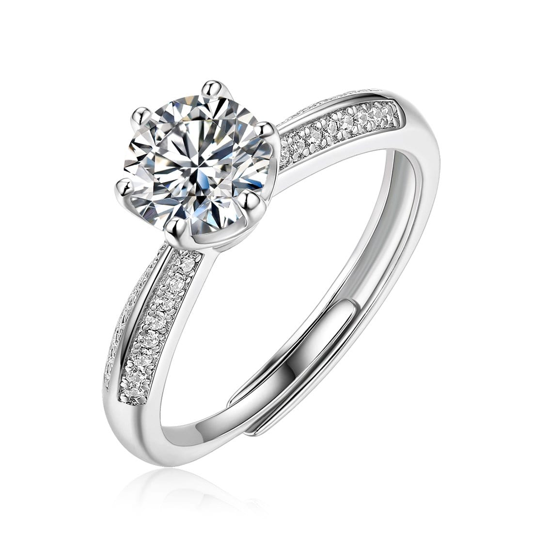 FANCIME Moissanite Flower Engagement 925 Sterling Silver Ring Main