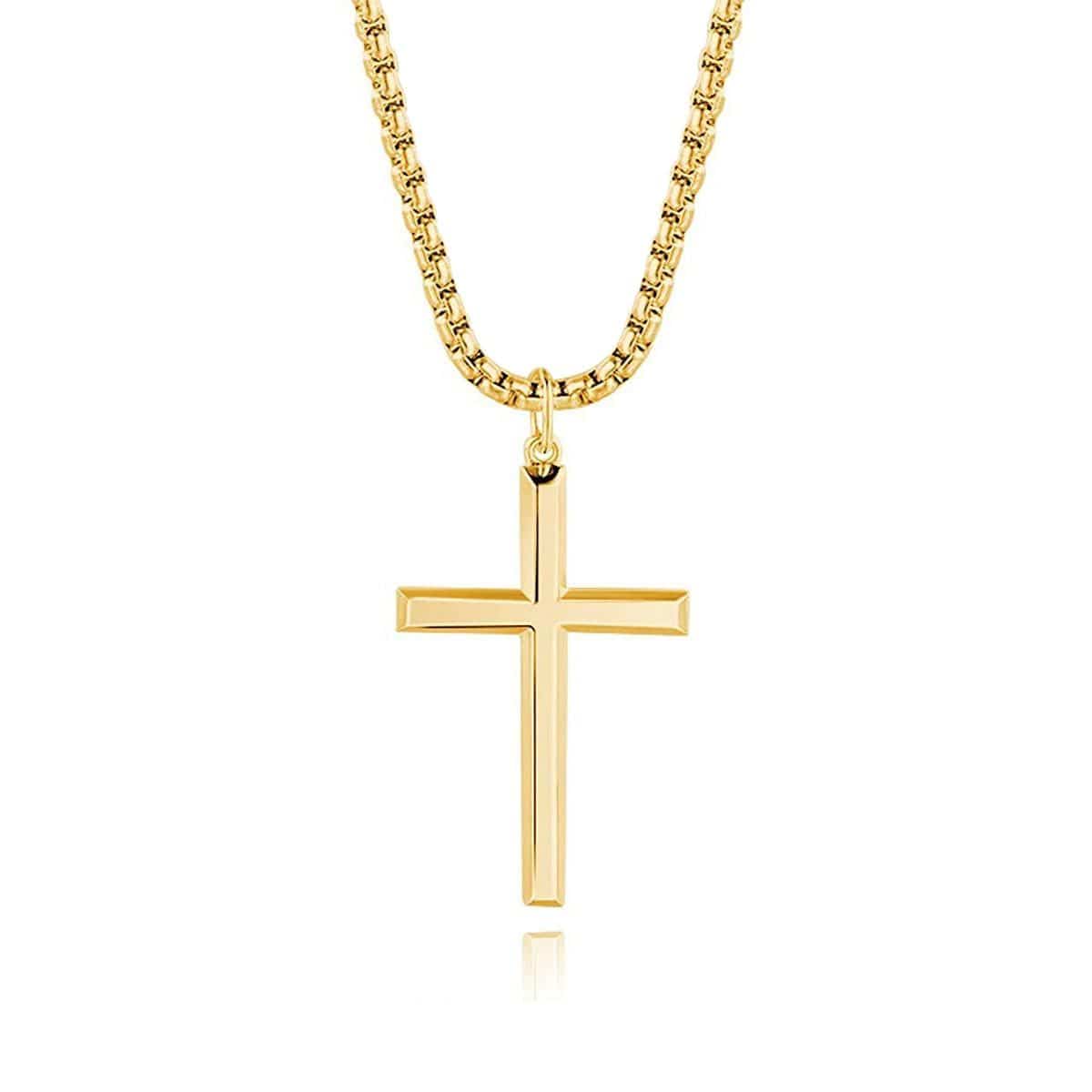 FANCIME Mens Polished Cross 925 Silver Necklace Main