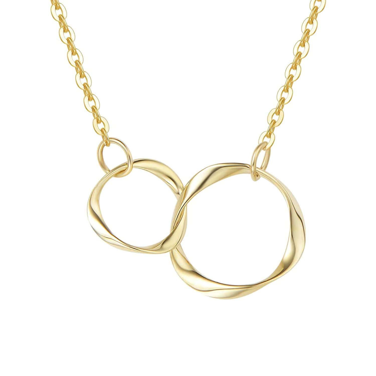 FANCIME Double Circles 14K Solid Gold Necklace Yellow Main