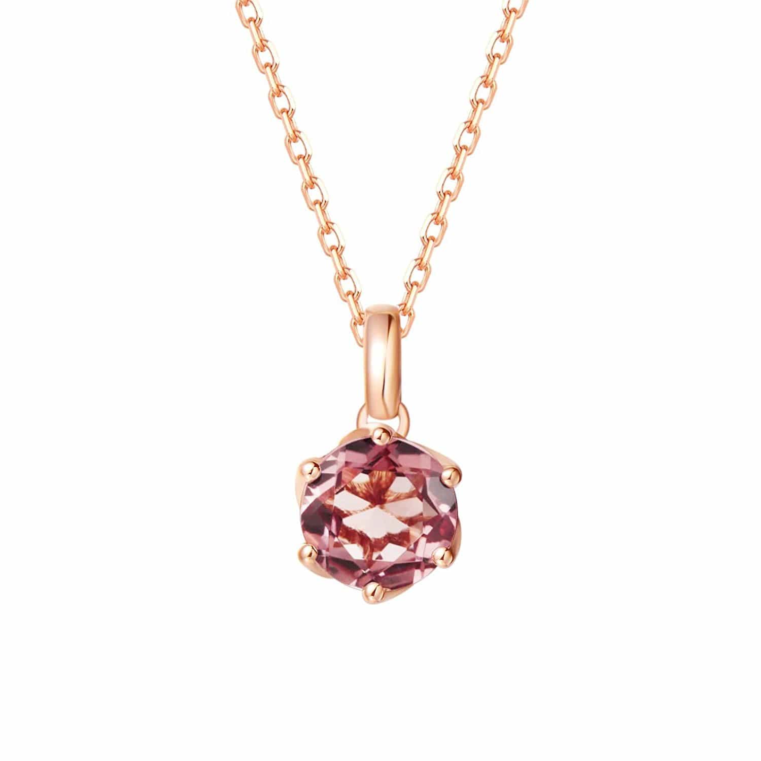 FANCIME Solitaire Dainty 14K Rose Gold Necklace Main