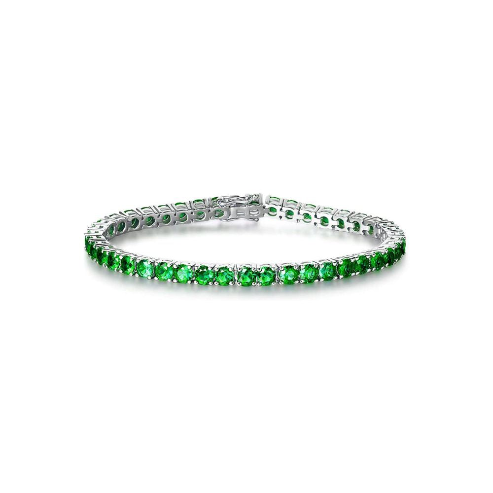 FANCIME "Royal Fortune" Green Emerald Tennis Sterling Silver Bracelet Main