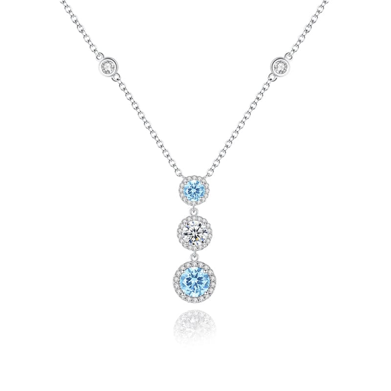 FANCIME "Blue Glow" Sterling Silver Blue and White CZ Dangling Necklace Main