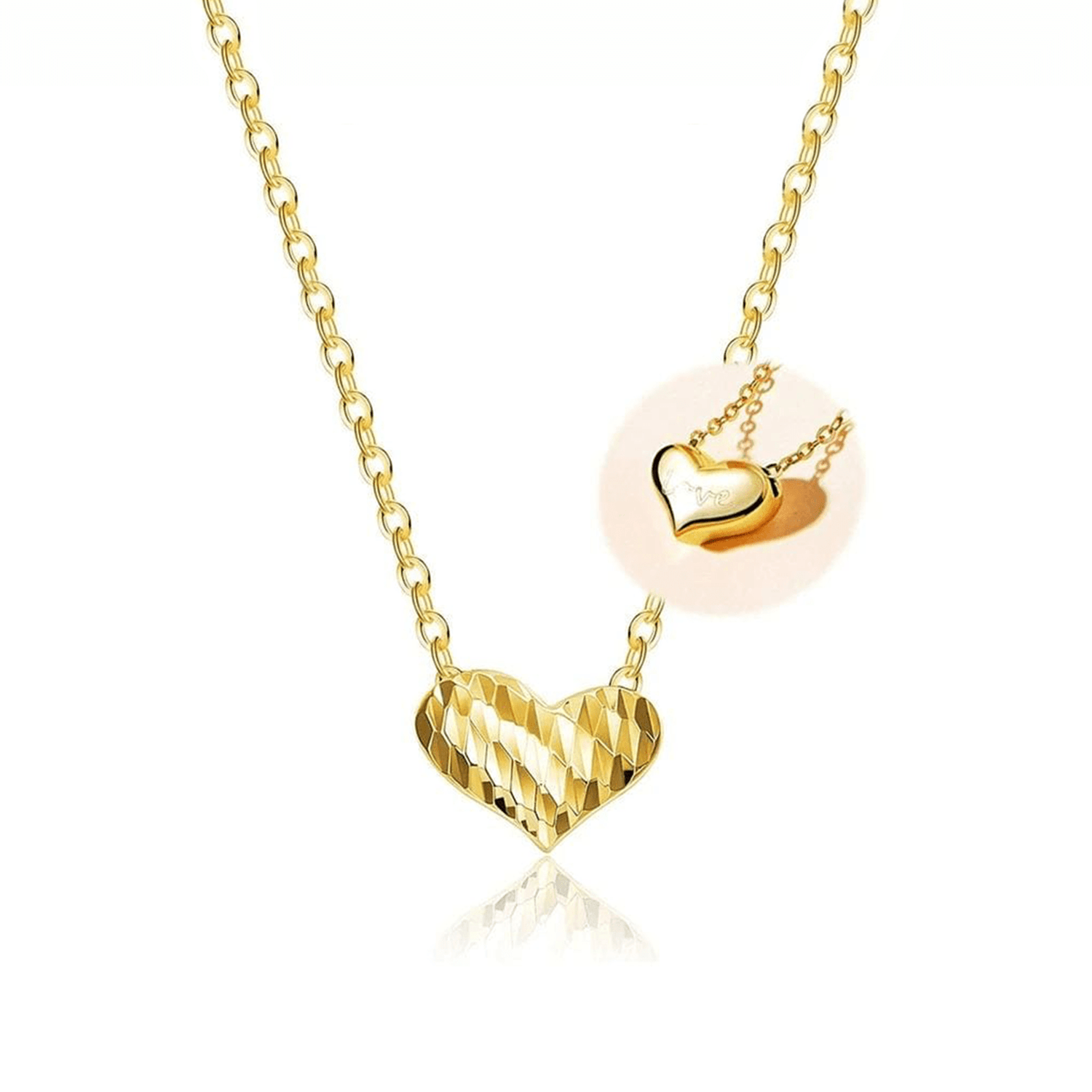 FANCIME "Heart To Heart" Engraved Love Letter 18K Gold Necklace Yellow Gold Main