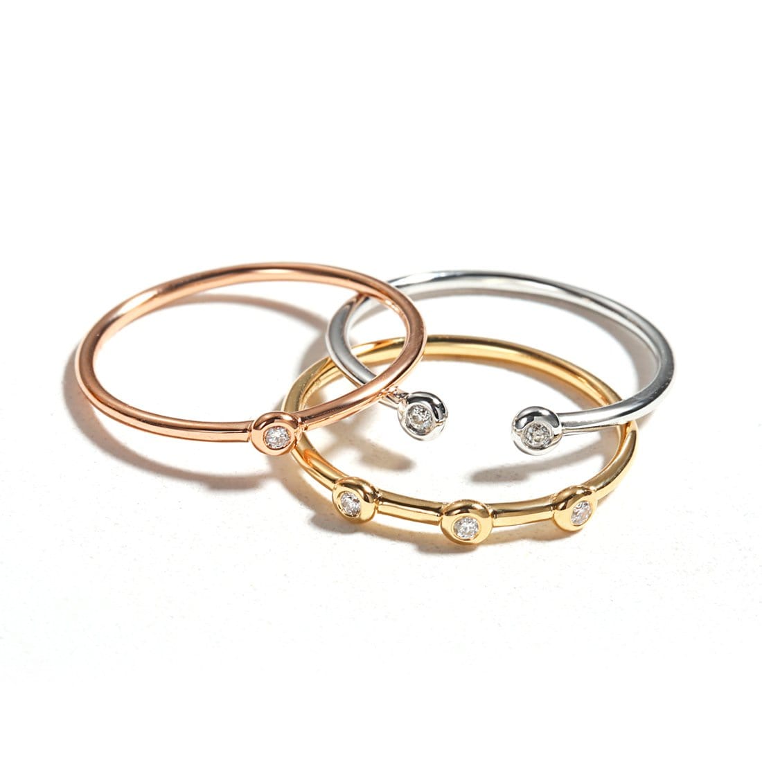 Line&Dots White Gold Stackable Rings - FANCI ME