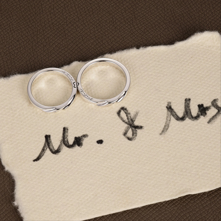 Engraved silver matching couple wedding bands personalized anniversary promise rings
