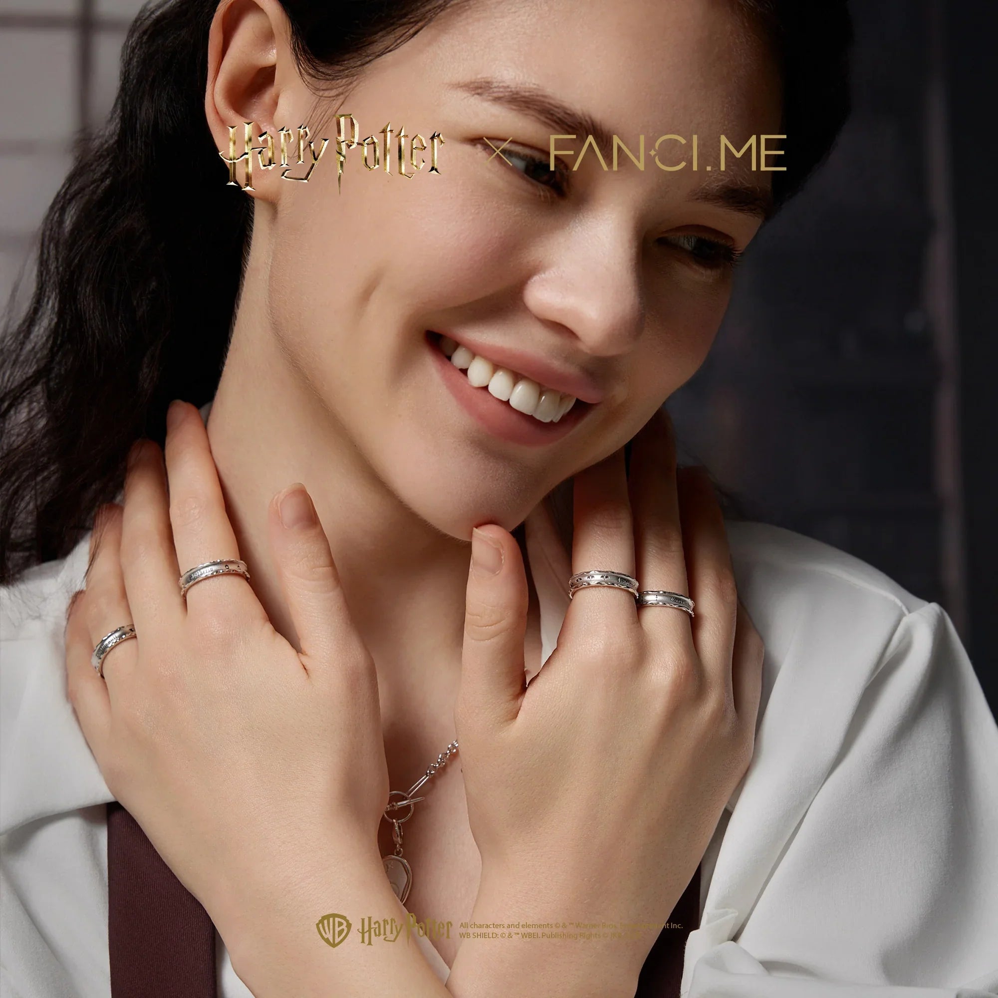 FANCIME “Light Year” Luminous Adjustable Couples Sterling Silver Rings