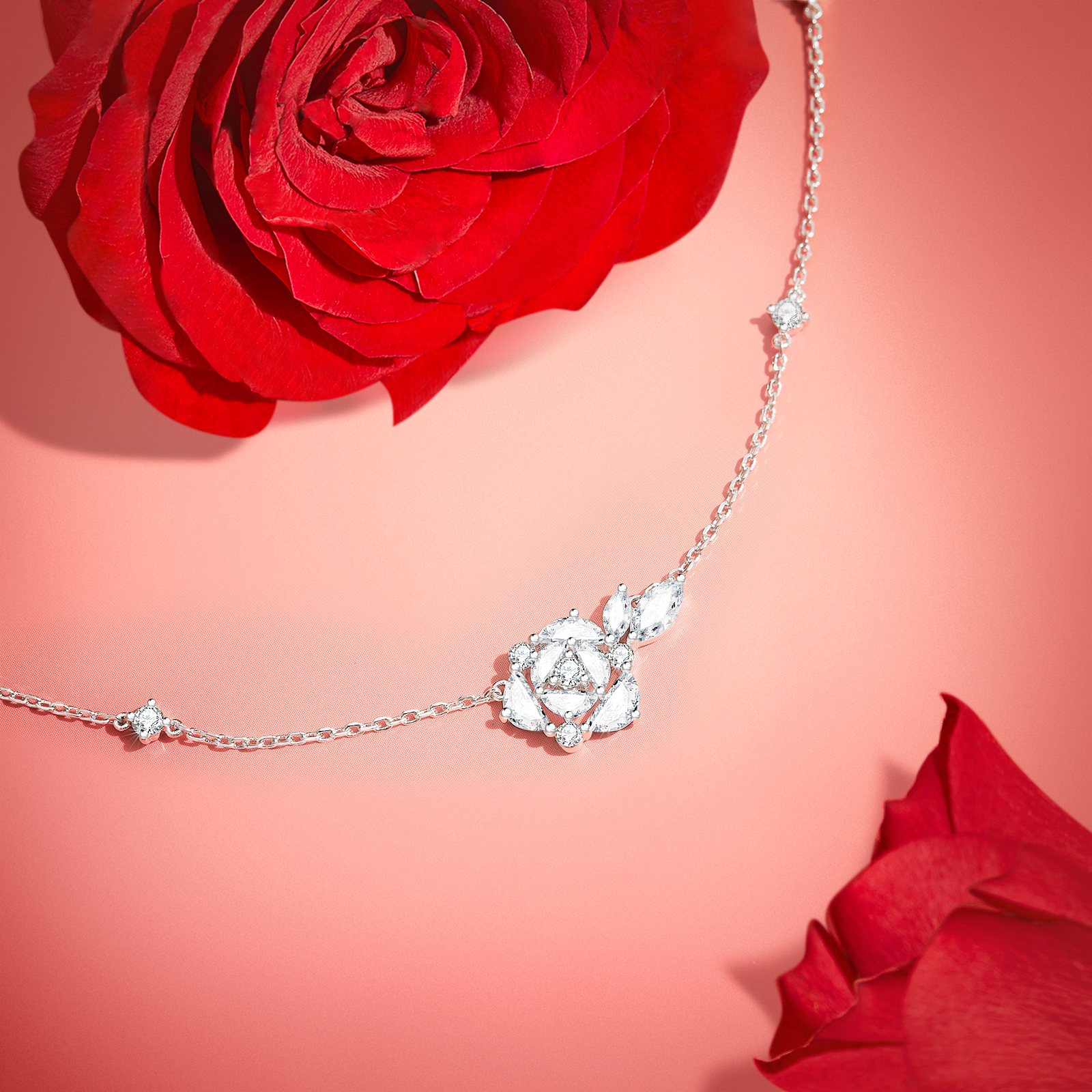 FANCI ME "One Rose" Sterling Silver Necklace Show