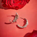FANCI ME "Blooming Rose" Sterling Silver Hoop Earrings Show