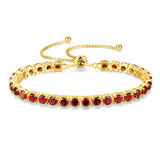 "Eternal Elegance" January Birthstone Garnet Sterling Silver Tennis Bracelet Classic Bolo Chain