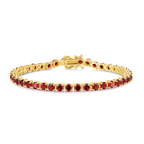 "Bold Strength" Red Garnet Tennis Sterling Silver Bracelet