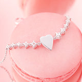 FANCIME "Pink Moment" Pink Heart Sterling Silver Bracelet With White Pearl and CZ Stones