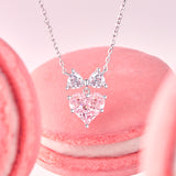 FANCIME "Bow For Princess" Pink Heart Sterling Silver Necklace