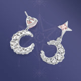 FANCIME "Moody Dream" Moon Star Sterling Silver Dangling Earrings