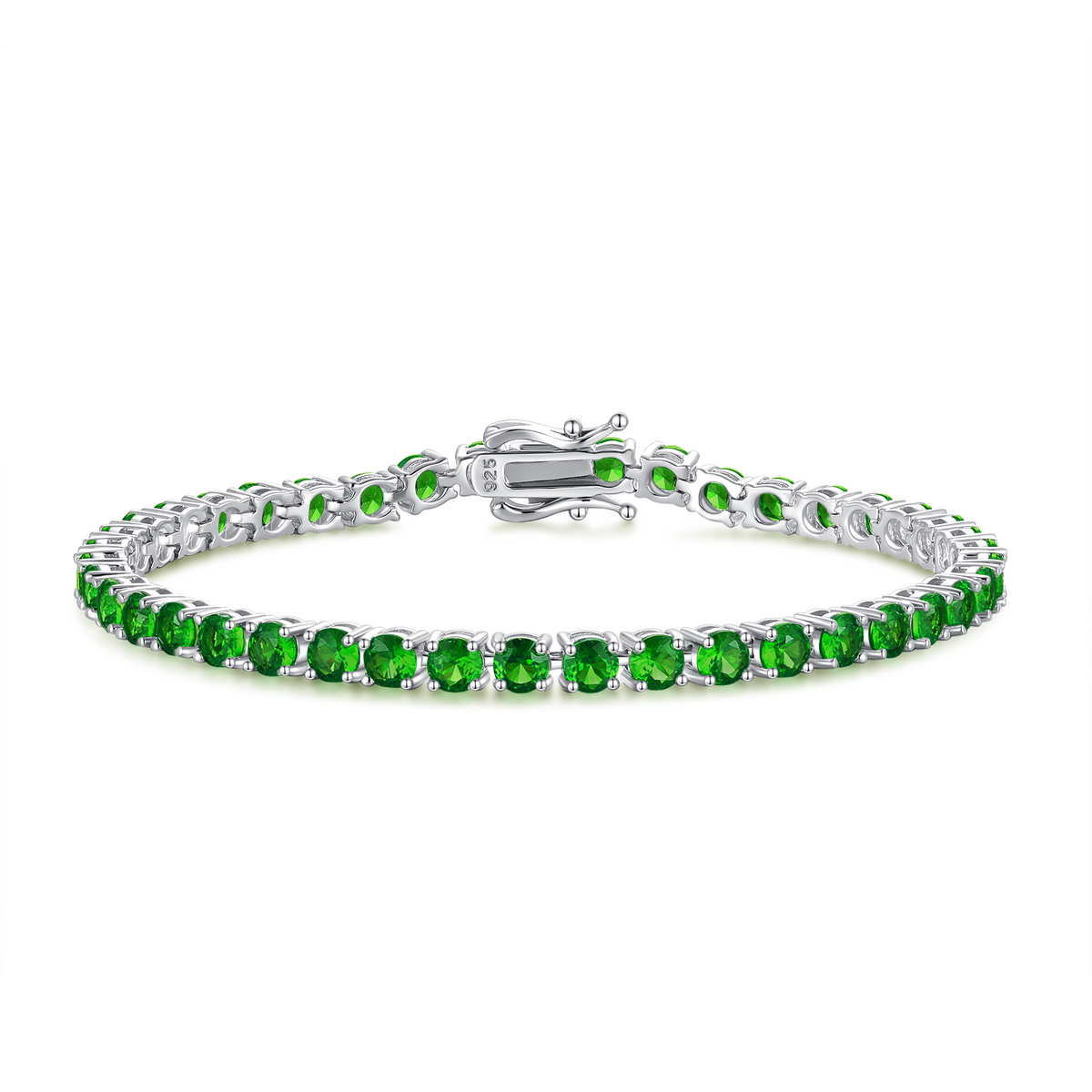 "Royal Fortune" Emerald Tennis Sterling Silver Bracelet
