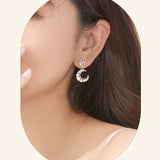 FANCIME "Moody Dream" Moon Star Sterling Silver Dangling Earrings