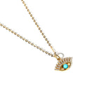 "Blue Wink" Solid Gold Necklace