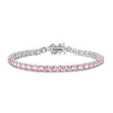 "Pink Romance" Pink Tourmaline Tennis Sterling Silver Bracelet