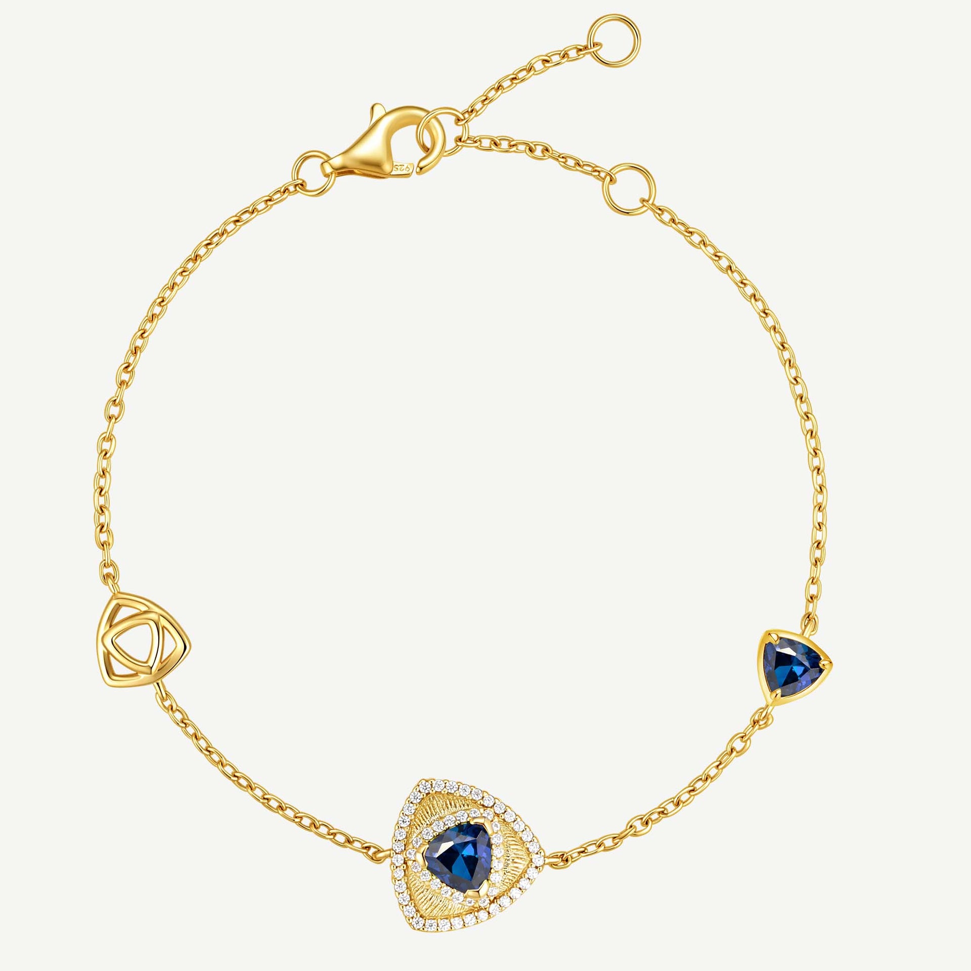 Trinity Textured Bracelet Created Sapphire