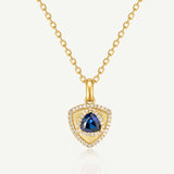Trinity Textured Silver Necklace in Created Sapphire
