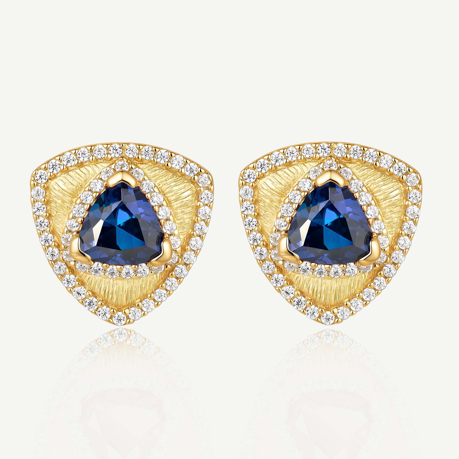 Trinity Textured Earrings Created Sapphire