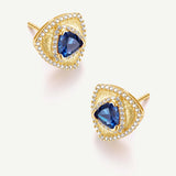 Trinity Textured Silver Earrings in Created Sapphire