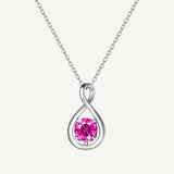 "Infinite Embrace" October Birthstone Pink Tourmaline Infinity Symbol Sterling Silver Pendant Necklace