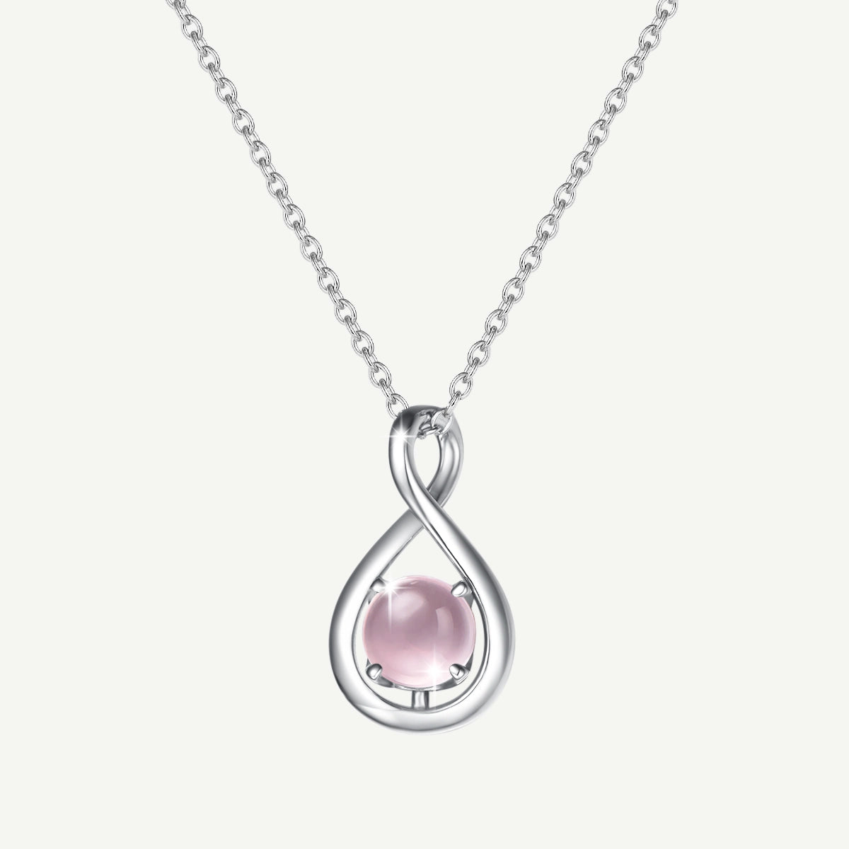 "Infinite Embrace" October Birthstone Quartz Infinity Symbol Sterling Silver Pendant Necklace