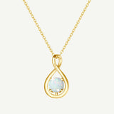 "Infinite Embrace" October Birthstone Opal Infinity Symbol Sterling Silver Pendant Necklace