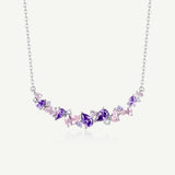 “Wisteria Whisper” Flower Bar Pink Tourmaline Silver Necklace