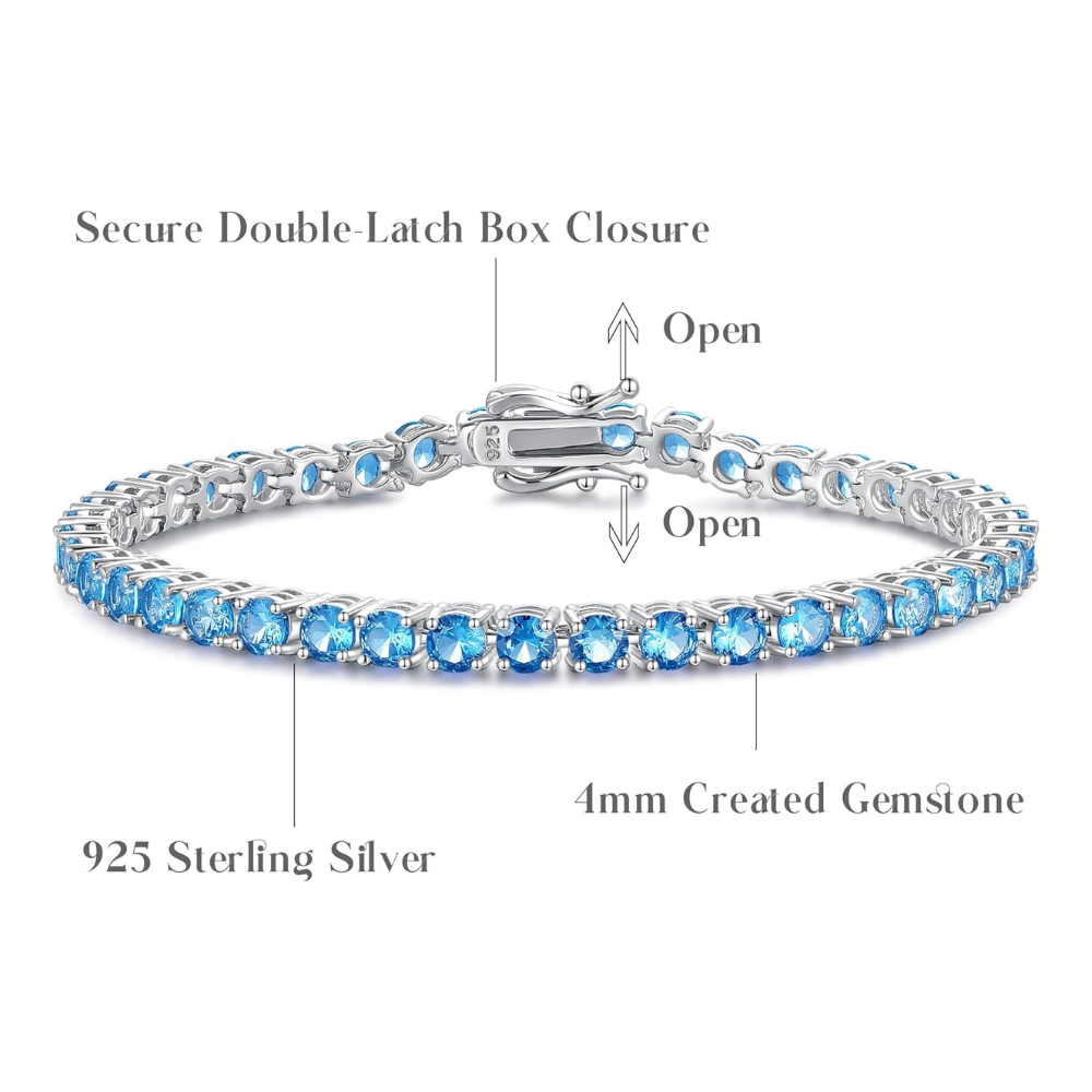 Blue Topaz & Diamond Bracelet in 9ct White Gold | QP Jewellers
