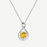 "Infinite Embrace" November Birthstone Citrine Infinity Symbol Sterling Silver Pendant Necklace