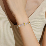 FANCIME "Square Sparkle" November Birthstone Citrine Sterling Silver Tennis Bracelets