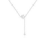 "Starlit Melody" Dangling Star Sterling Silver Drop Necklace