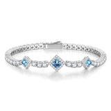 FANCIME "Square Sparkle" December Birthstone Topaz Sterling Silver Tennis Bracelets