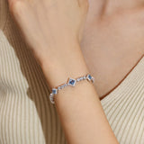 FANCIME "Square Sparkle" December Birthstone Topaz Sterling Silver Tennis Bracelets