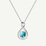 "Infinite Embrace" December Birthstone Turquoise Infinity Symbol Sterling Silver Pendant Necklace