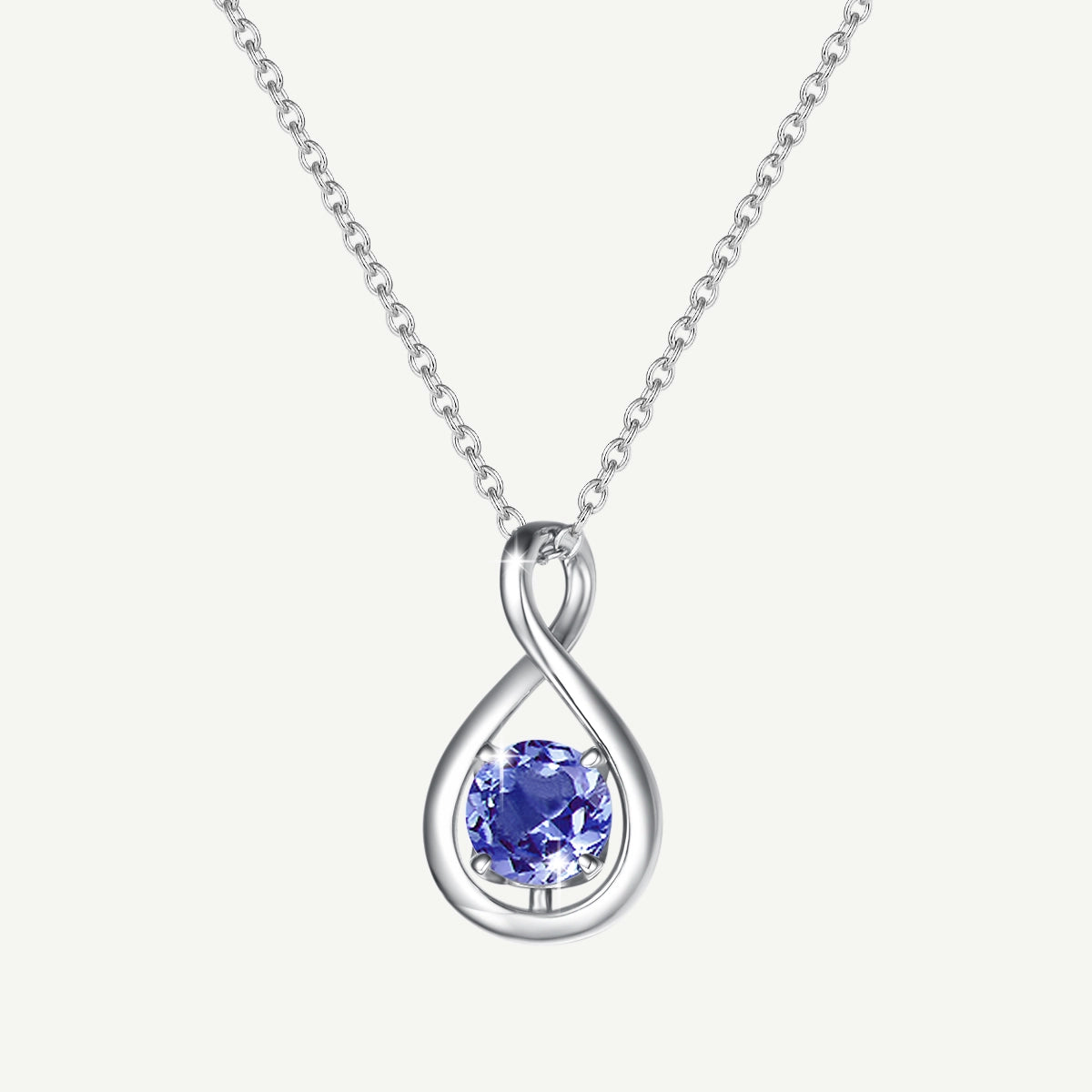 "Infinite Embrace" December Birthstone Tanzanite Infinity Symbol Sterling Silver Pendant Necklace