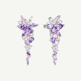 “Wisteria Whisper” Flower Bar Pink Tourmaline Silver Earrings
