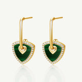 Trinity Signature Silver Earrings in Natural Malachite