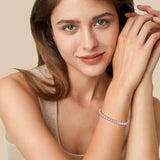 "Eternal Elegance" October Birthstone Tourmaline Sterling Silver Tennis Bracelet Classic Bolo Chain