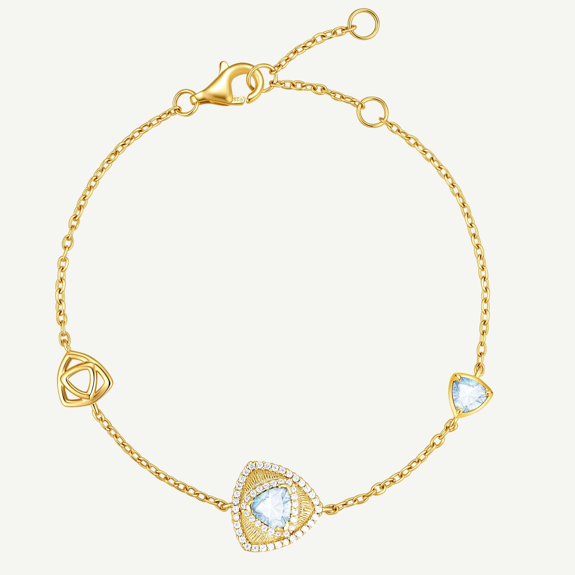 Trinity Textured Bracelet Created Aquamarine