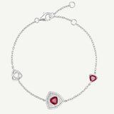 Trinity Textured Silver Bracelet in Created Ruby