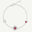 Silver bracelet with triangle motif and created ruby stones, textured center pendant