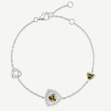Trinity Textured Silver Bracelet in Created Peridot