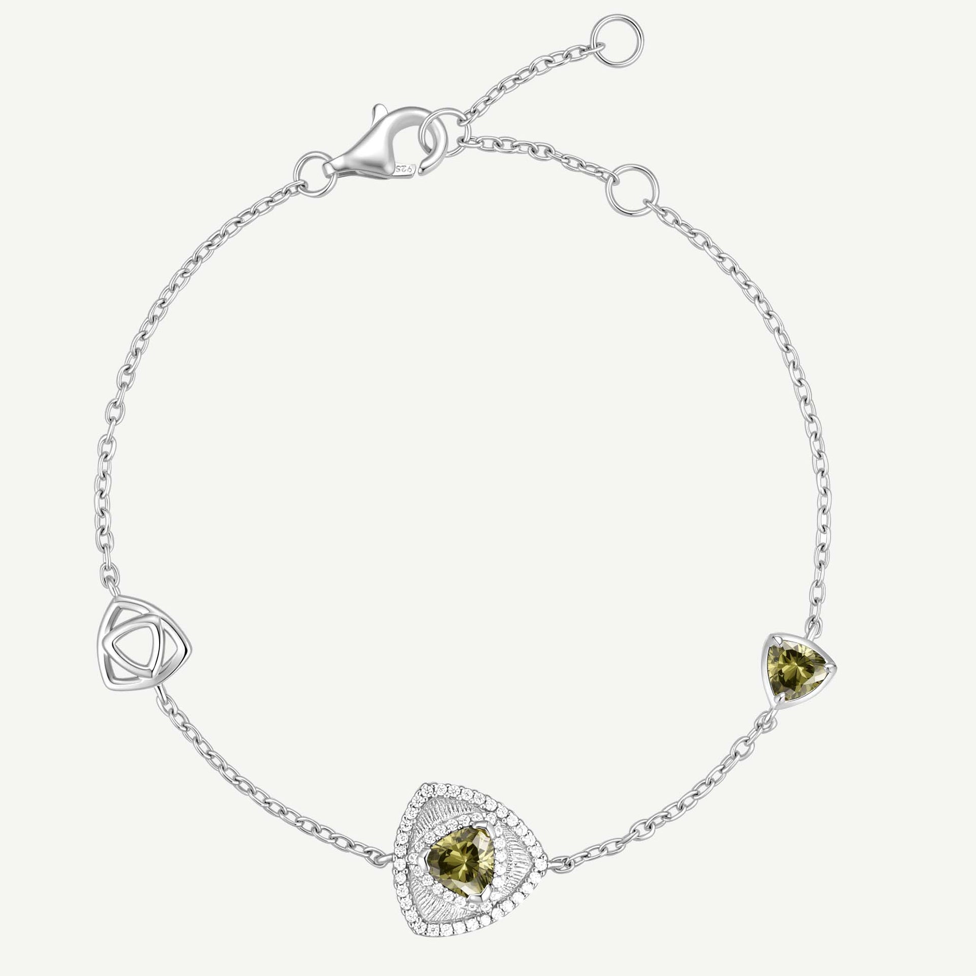Trinity Textured Bracelet Created Peridot